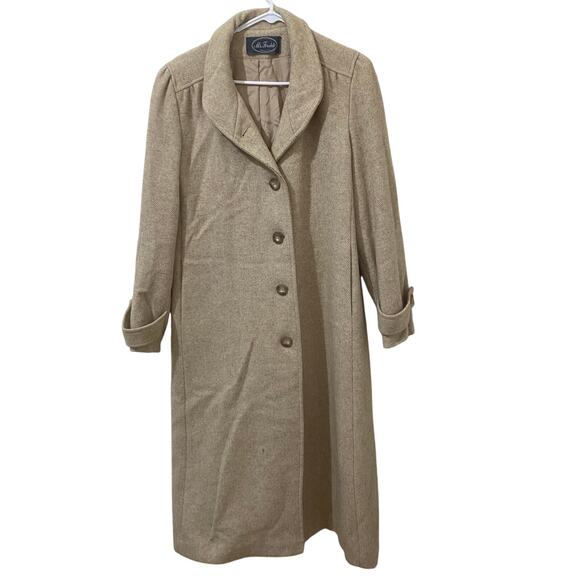 Vintage Ms Freddi Classic Beige Wool Blend Peacoat Winter Coat Minimalist - Picture 1 of 8